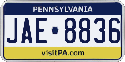 PA license plate JAE8836