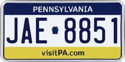 PA license plate JAE8851