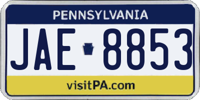 PA license plate JAE8853