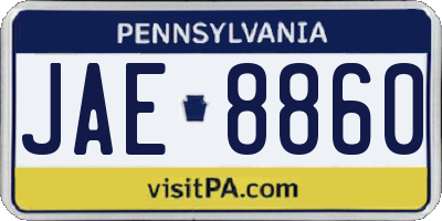 PA license plate JAE8860