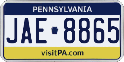 PA license plate JAE8865