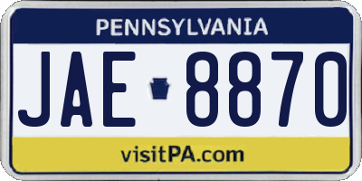 PA license plate JAE8870