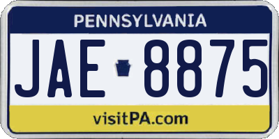 PA license plate JAE8875