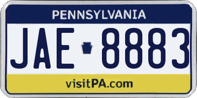 PA license plate JAE8883