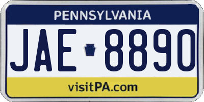 PA license plate JAE8890