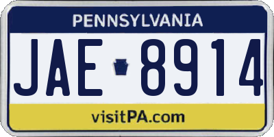 PA license plate JAE8914