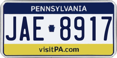 PA license plate JAE8917