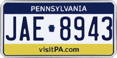 PA license plate JAE8943