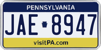 PA license plate JAE8947