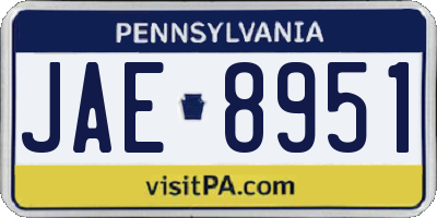 PA license plate JAE8951