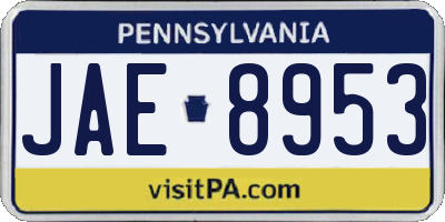 PA license plate JAE8953