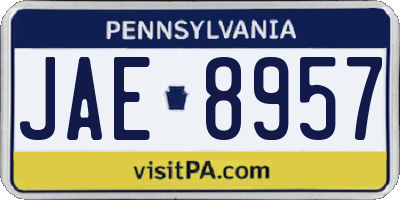 PA license plate JAE8957