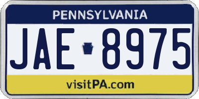 PA license plate JAE8975