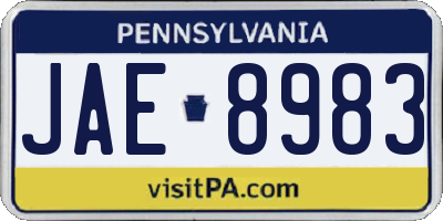 PA license plate JAE8983