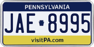 PA license plate JAE8995