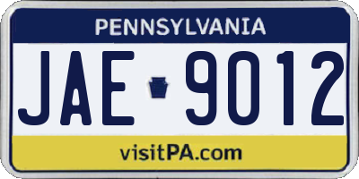 PA license plate JAE9012