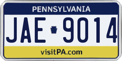 PA license plate JAE9014