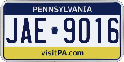 PA license plate JAE9016