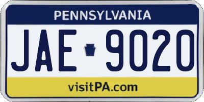 PA license plate JAE9020