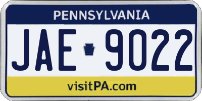 PA license plate JAE9022