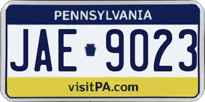 PA license plate JAE9023