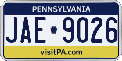 PA license plate JAE9026