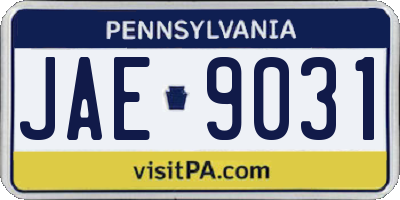 PA license plate JAE9031