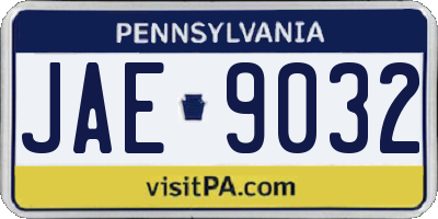 PA license plate JAE9032