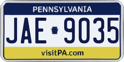 PA license plate JAE9035