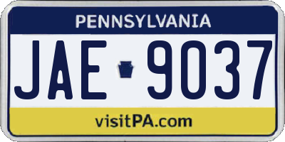 PA license plate JAE9037