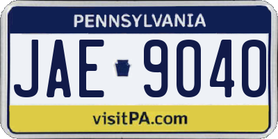 PA license plate JAE9040