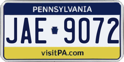 PA license plate JAE9072