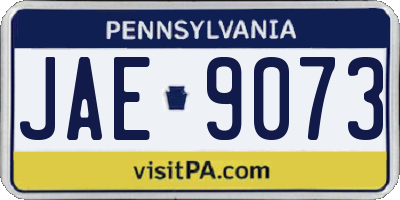 PA license plate JAE9073