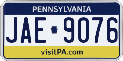 PA license plate JAE9076
