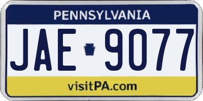 PA license plate JAE9077