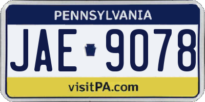 PA license plate JAE9078