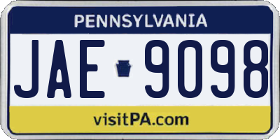 PA license plate JAE9098