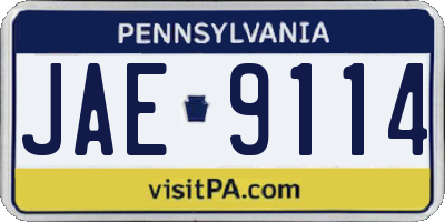 PA license plate JAE9114