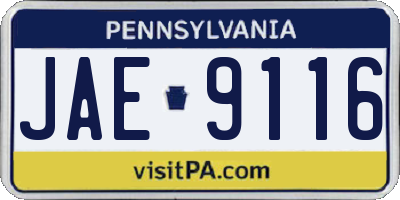 PA license plate JAE9116