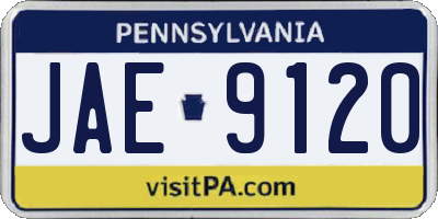 PA license plate JAE9120