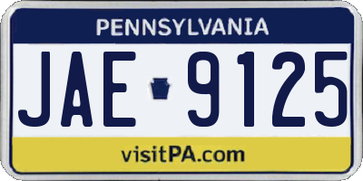 PA license plate JAE9125