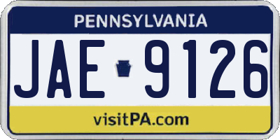 PA license plate JAE9126