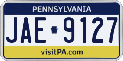 PA license plate JAE9127