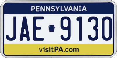 PA license plate JAE9130