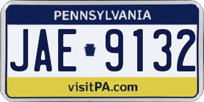 PA license plate JAE9132