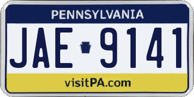 PA license plate JAE9141