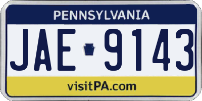 PA license plate JAE9143
