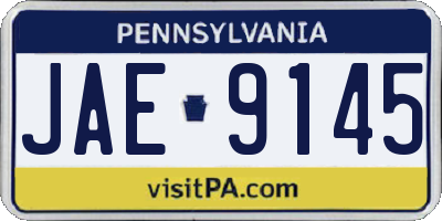 PA license plate JAE9145
