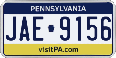 PA license plate JAE9156
