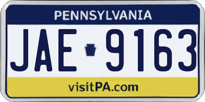 PA license plate JAE9163